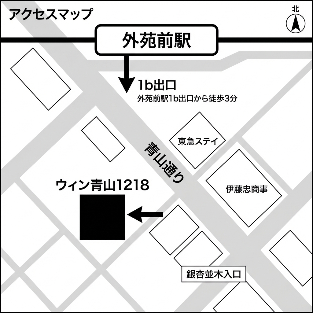 TLCSアクセスマップ（外苑前駅から徒歩3分）